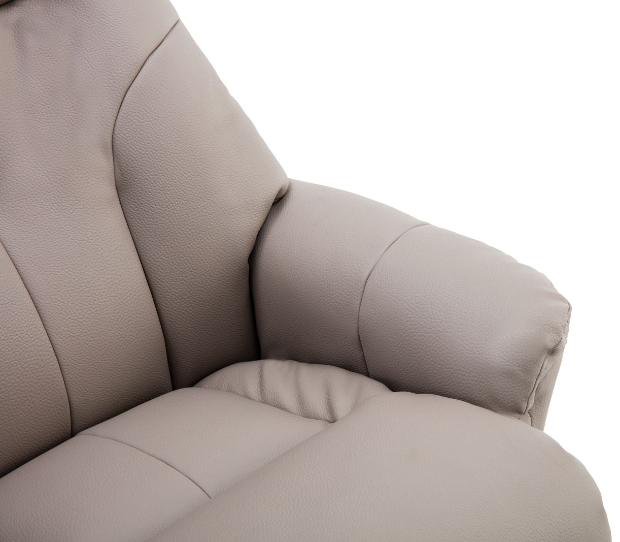 Global Furniture Alliance Dubai Swivel Chair in a soft Pebble colour faux leather with cushioned armrests for extra comfort and support