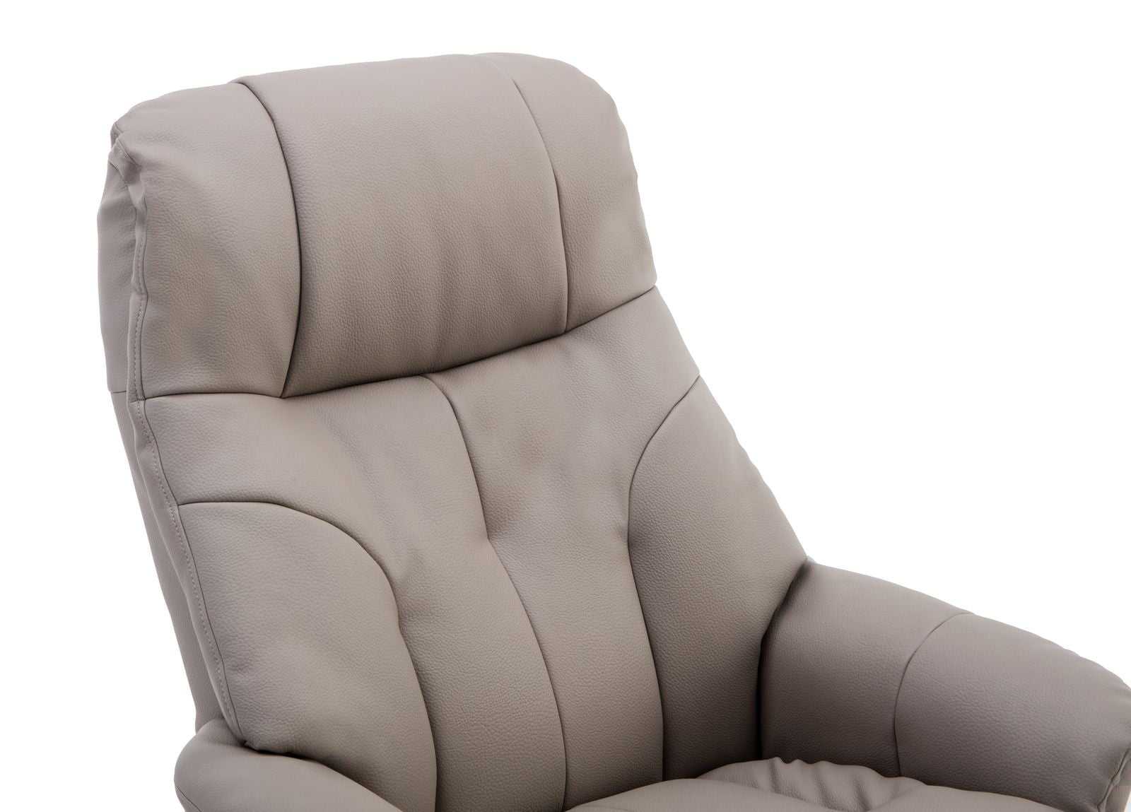 Global Furniture Alliance Dubai Swivel Chair in faux leather Pebble colour with deep cushioning for extra comfort