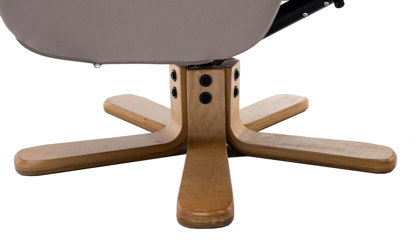 Global Furniture Alliance Dubai Swivel Chair in Pebble faux leather with a light wood base