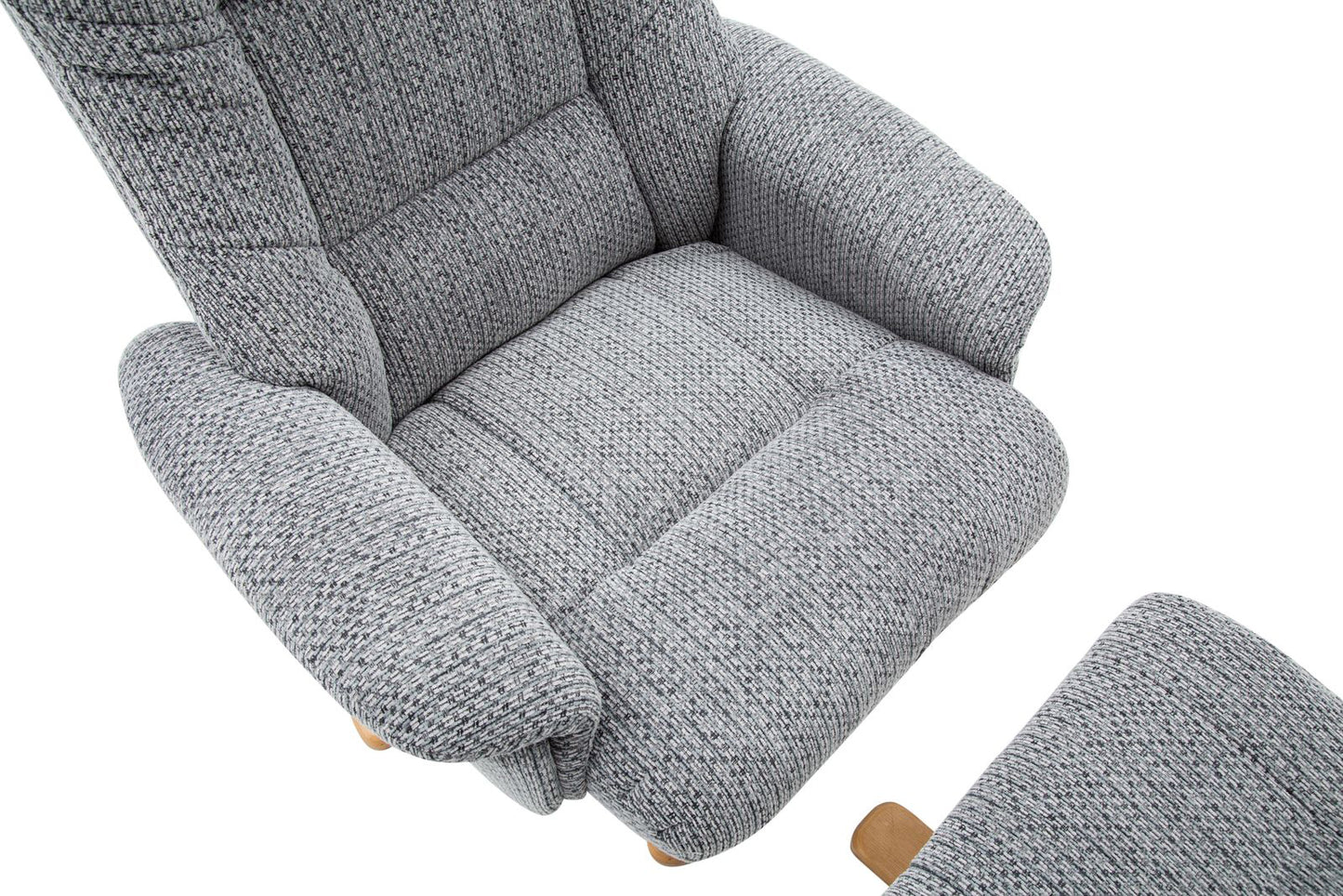 Global Furniture Alliance Florida Chair and footstool in Lake Blue colour, has a swivel and recliner function