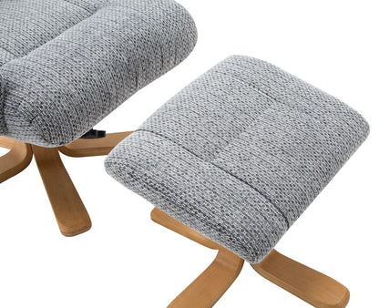 Global Furniture Alliance Florida Chair and matching footstool in Lake Blue fabric