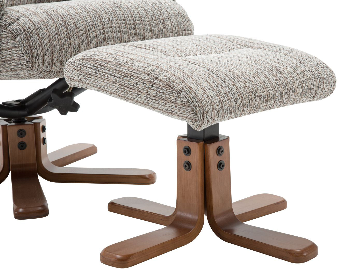 Global Furniture Alliance Florida Chair and footstool in Wheat coloured soft fabric, with a wooden base