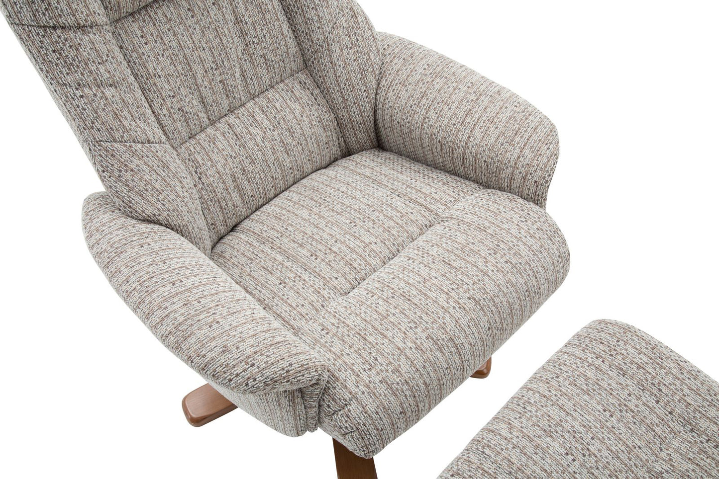 Global Furniture Alliance Florida Chair and footstool in Wheat, features swivel and recliner functions for comfort 