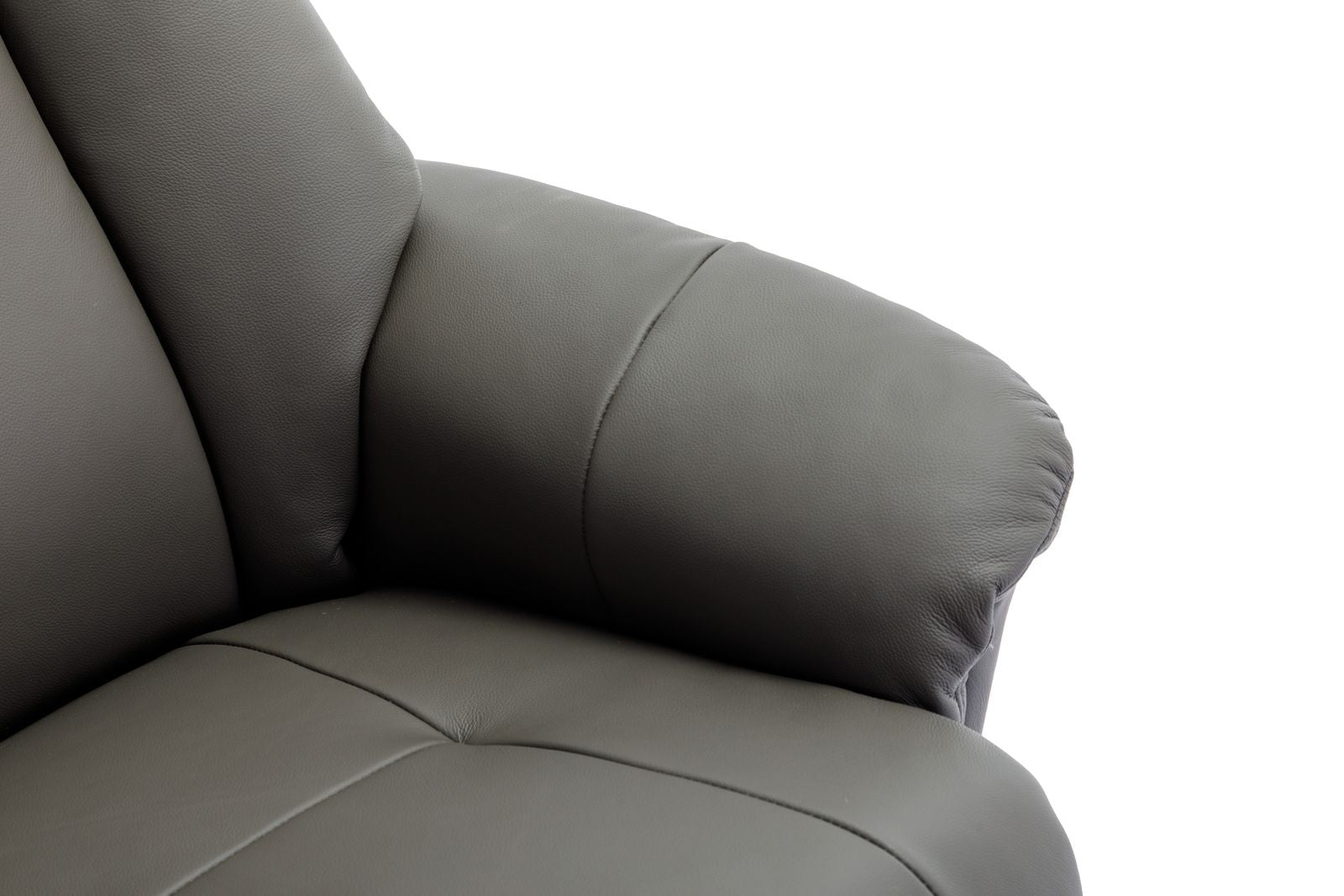 Global Furniture Alliance Hawaii Chair in Cinder colour soft Leather with additional arm support for extra comfort