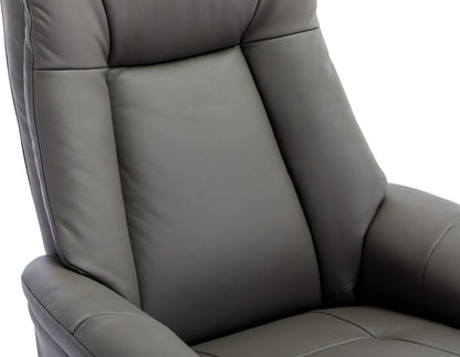Global Furniture Alliance Hawaii Swivel Recliner Chair in Cinder Colour Soft Leather with deep cushioning and padded headrest for complete comfort