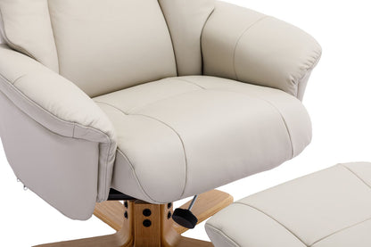 Global Furniture Alliance Hawaii Swivel Chair in a soft Mushroom colour padded Leather with matching footstool