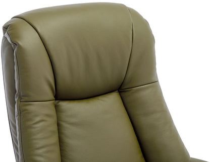 Global Furniture Alliance Hawaii Swivel Recliner Chair in a soft Olive Green padded Leather