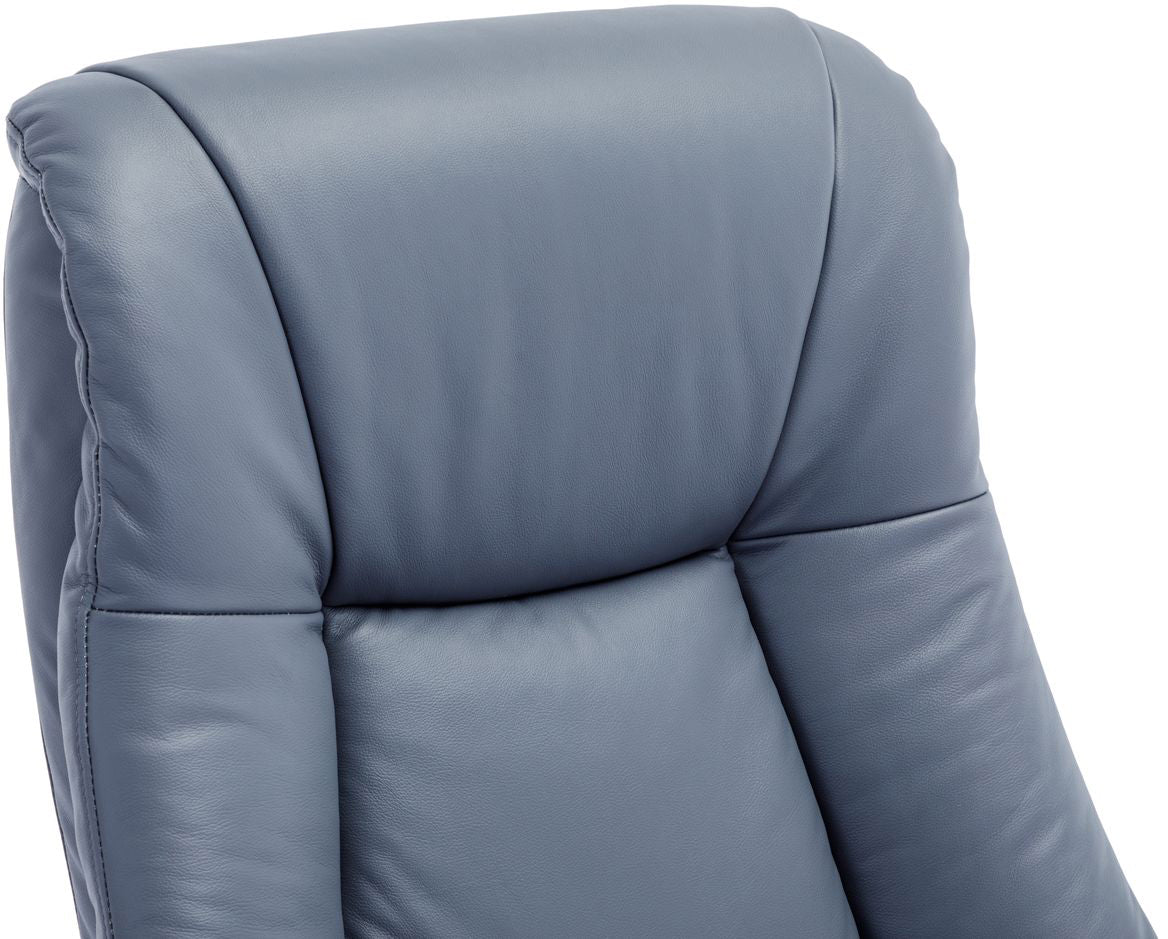 Global Furniture Alliance Hawaii Swivel Chair in Petrol Blue soft Leather