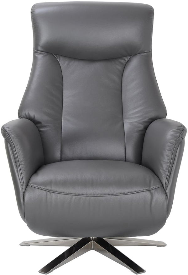 Global Furniture Alliance Houston Electric Swivel Recliner Chair in Iron Leather with a chrome metal base