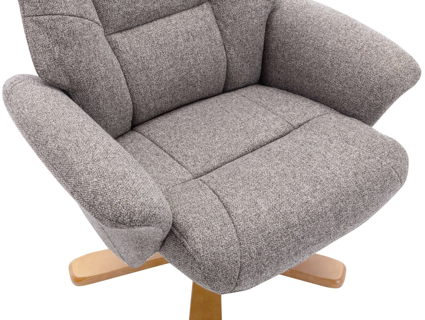 Global Furniture Alliance Marseille Swivel Chair in Fossil Fabric with a light wood base