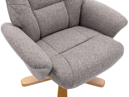 Global Furniture Alliance Marseille Swivel Chair in Fossil Fabric with a light wood base