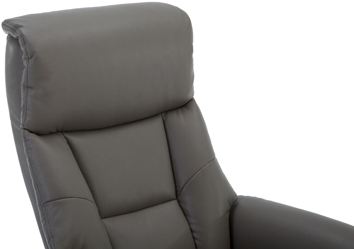 Global Furniture Alliance Grey Faux Leather Marseille Swivel Recliner Chair with comfortable padded seat and headrest