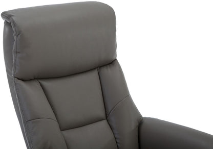 Global Furniture Alliance Grey Faux Leather Marseille Swivel Recliner Chair with comfortable padded seat and headrest