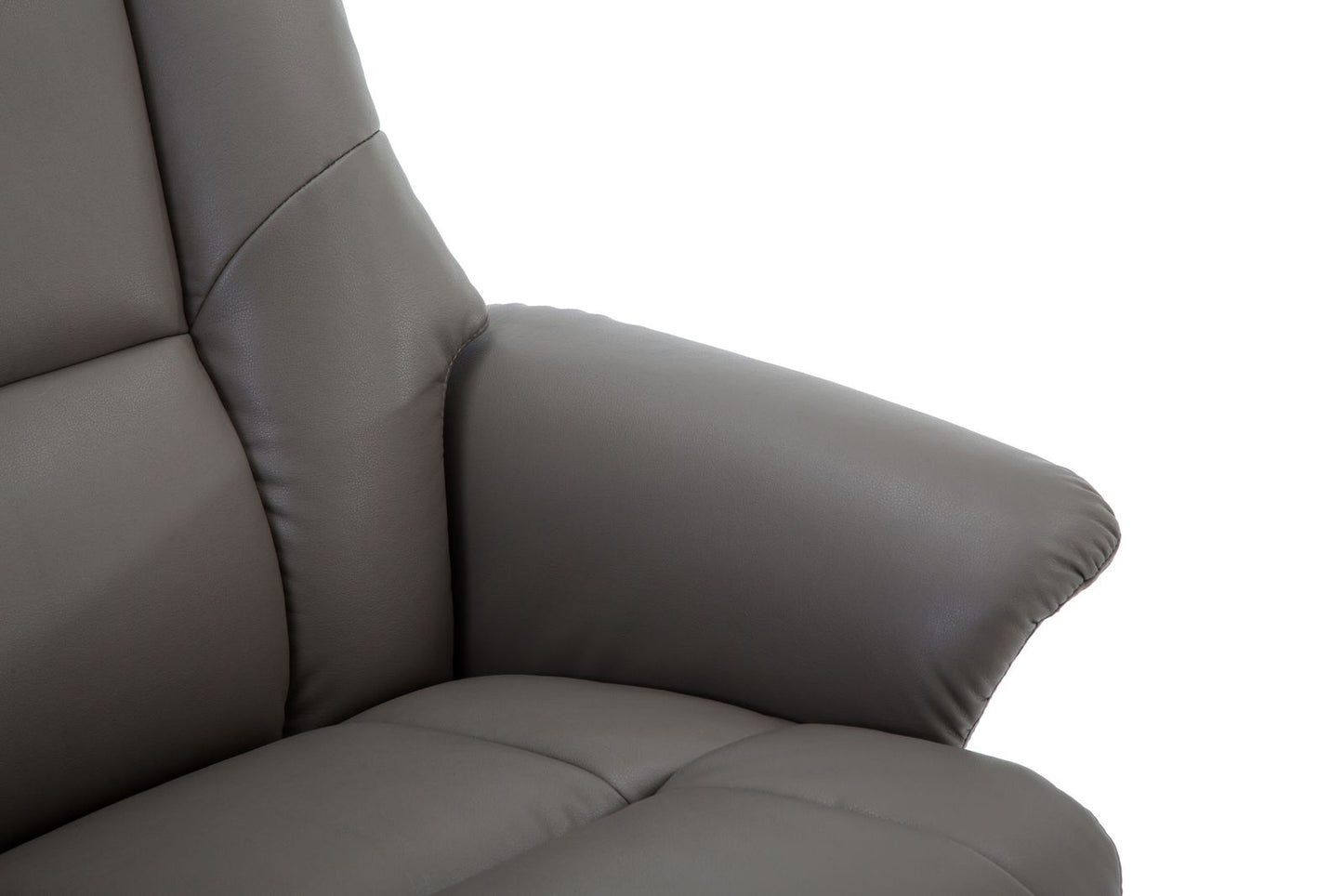 Global Furniture Alliance Marseille Swivel Recliner Chair features comfortable padded faux leather fabric in grey