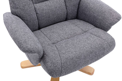Global Furniture Alliance Marseille Chair in Slate Fabric features a 360 degree swivel action and recliner function