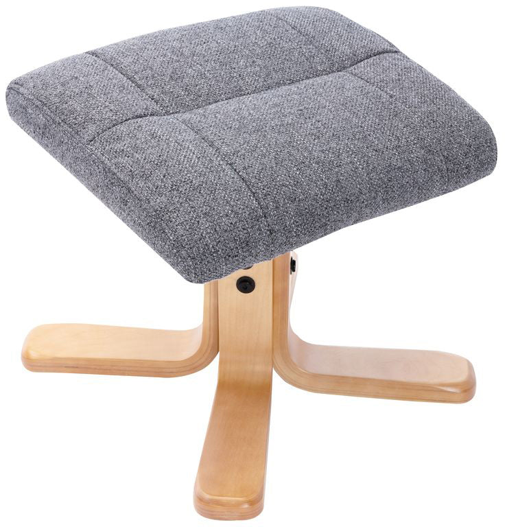 Global Furniture Alliance Marseille Chair  with matching footstool in Slate grey colour Fabric with a light coloured wooden base