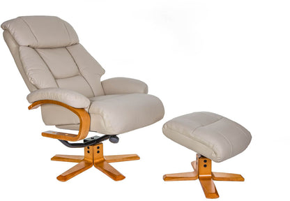 Global Furniture Alliance Nice swivel recliner chair and footstool in soft Ivory coloured Leather