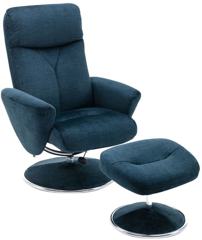 Global Furniture Alliance Paddington Chair and footstool in Deep Sea Fabric