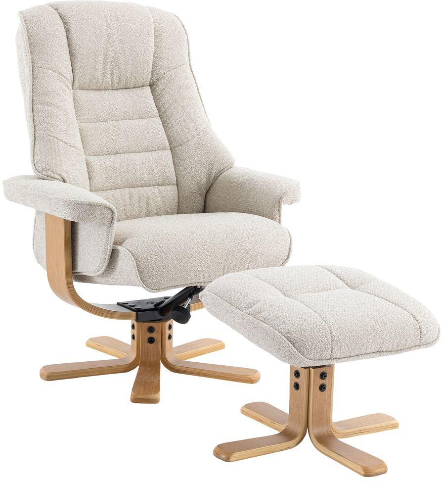 Global Furniture Alliance Sardinia Chair and footstool in Hessian Fabric with a mid oak base