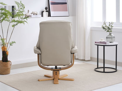 Global Furniture Alliance Sardinia Chair in Mushroom Leather with mid oak base