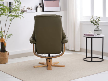 Global Furniture Alliance Sardinia Chair in Olive Green Leather with mid oak base