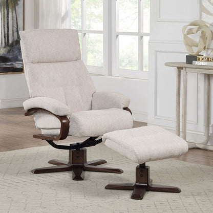 Global Furniture Alliance Vienna Swivel Chair and Footstool in Beige Fabric