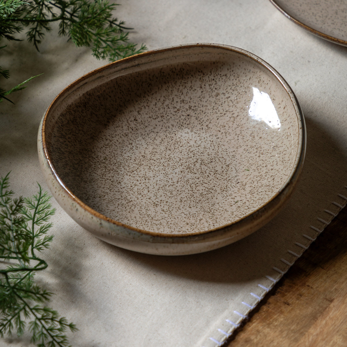 Gallery Direct Speckle Glaze Pasta Bowl Oatmeal (4pk) - image 1