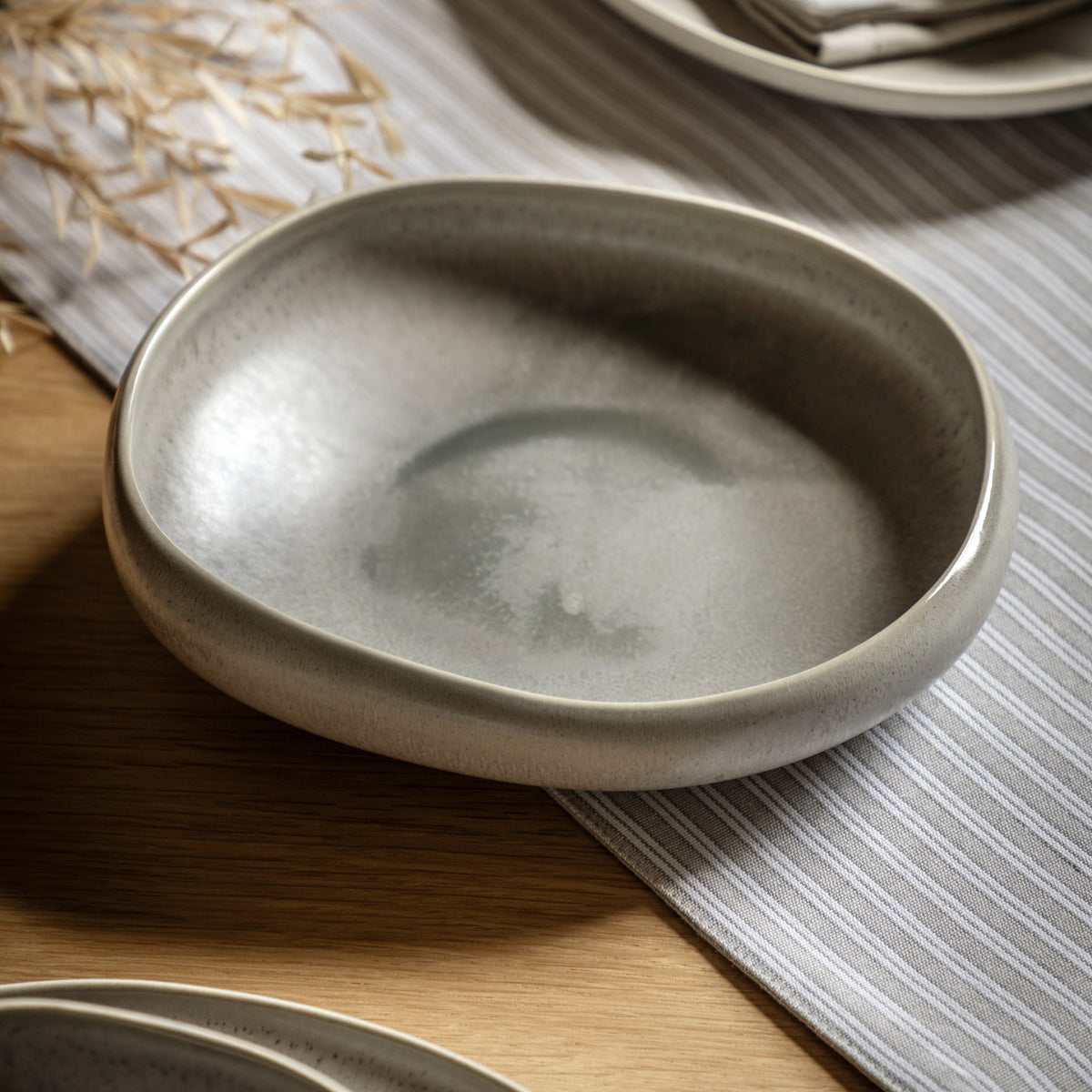Gallery Direct Pebble Glaze Pasta Bowl Dove Grey (4pk) - image 1