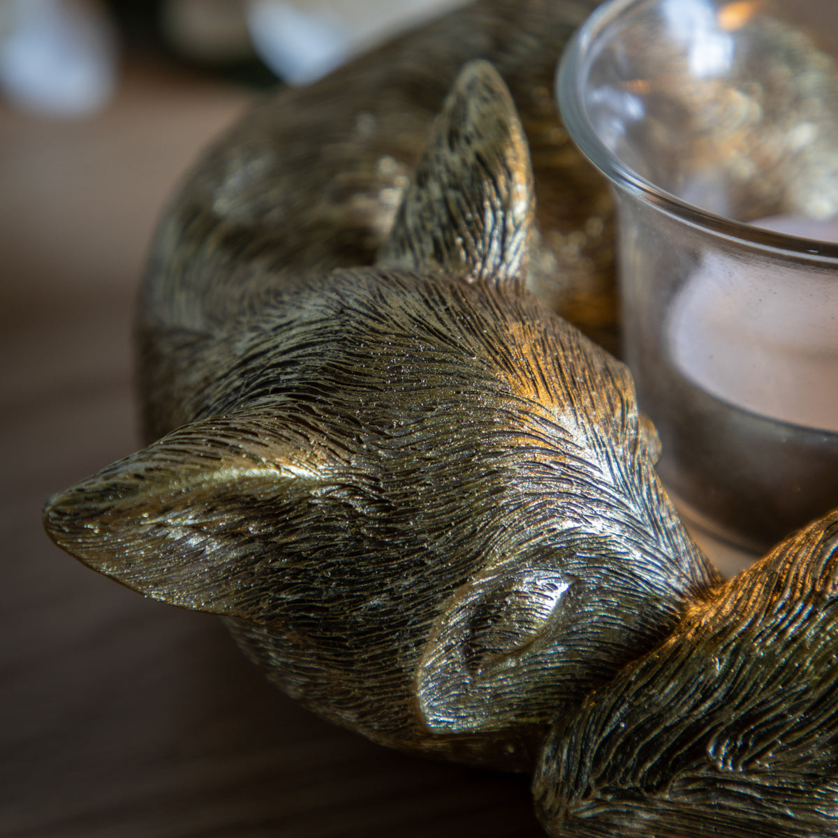 Gallery Direct Sleeping Fox Tealight Holder Gold - image 3