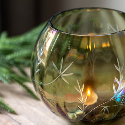 Gallery Direct Floral Etched Iridescent Tealight Holder Large - image 3