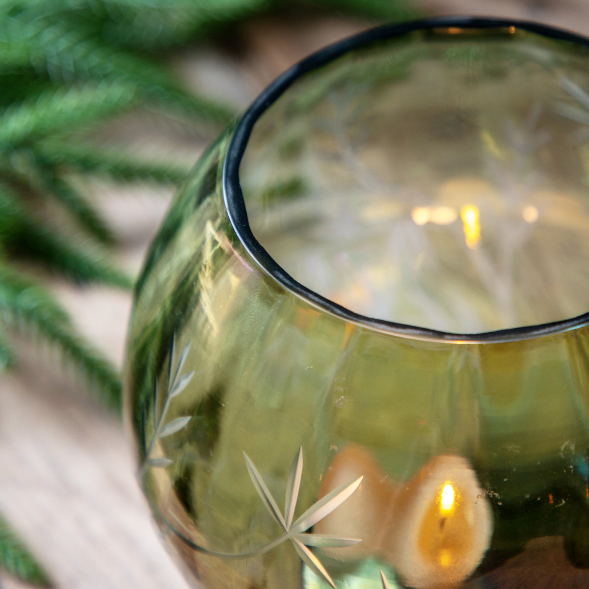 Gallery Direct Floral Etched Iridescent Tealight Holder Large - image 4