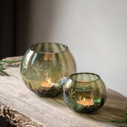 Gallery Direct Floral Etched Iridescent Tealight Holder Large - image 5