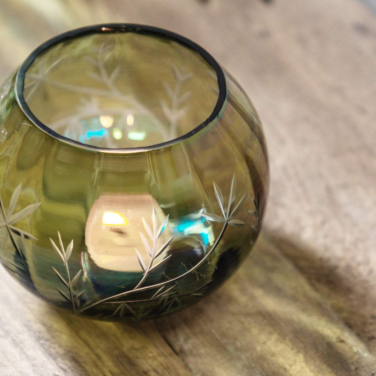 Gallery Direct Floral Etched Iridescent Tealight Holder Small - image 3