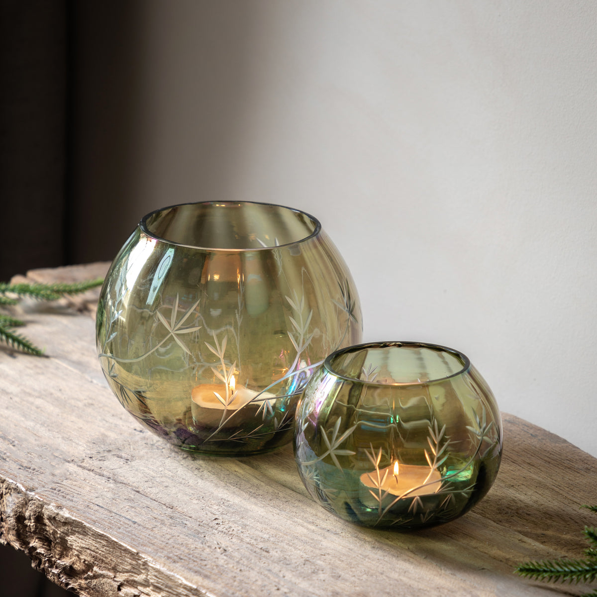 Gallery Direct Floral Etched Iridescent Tealight Holder Small - image 1