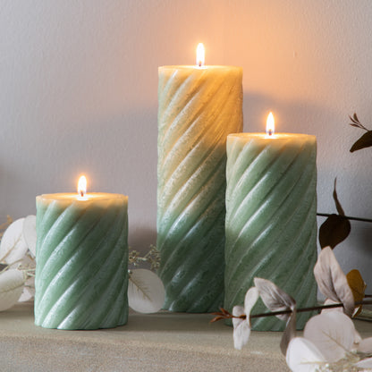 Gallery Direct Vanilla Pillar Candle Twist Sage (2pk) - image 1