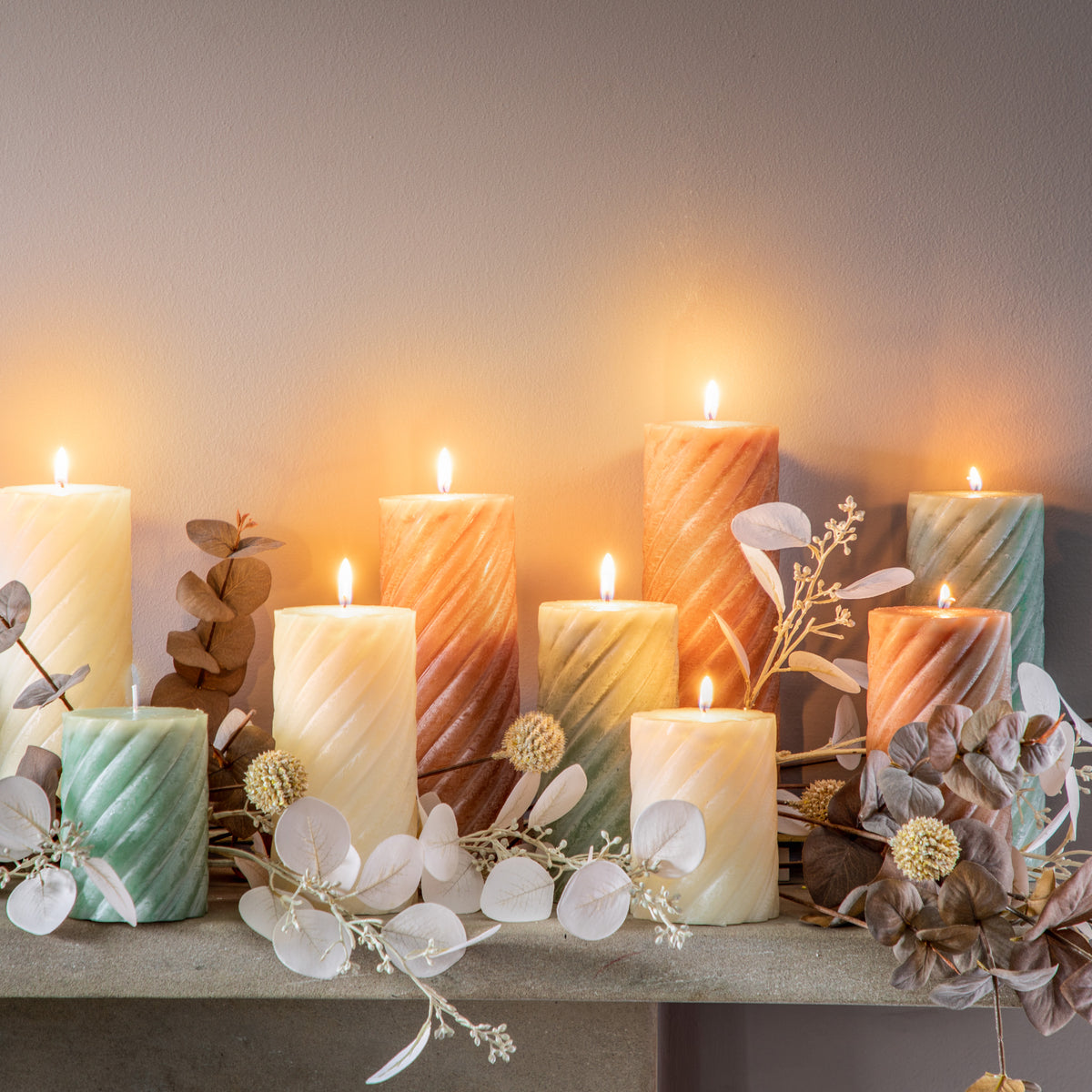 Gallery Direct Vanilla Pillar Candle Twist Sage (2pk) - image 3