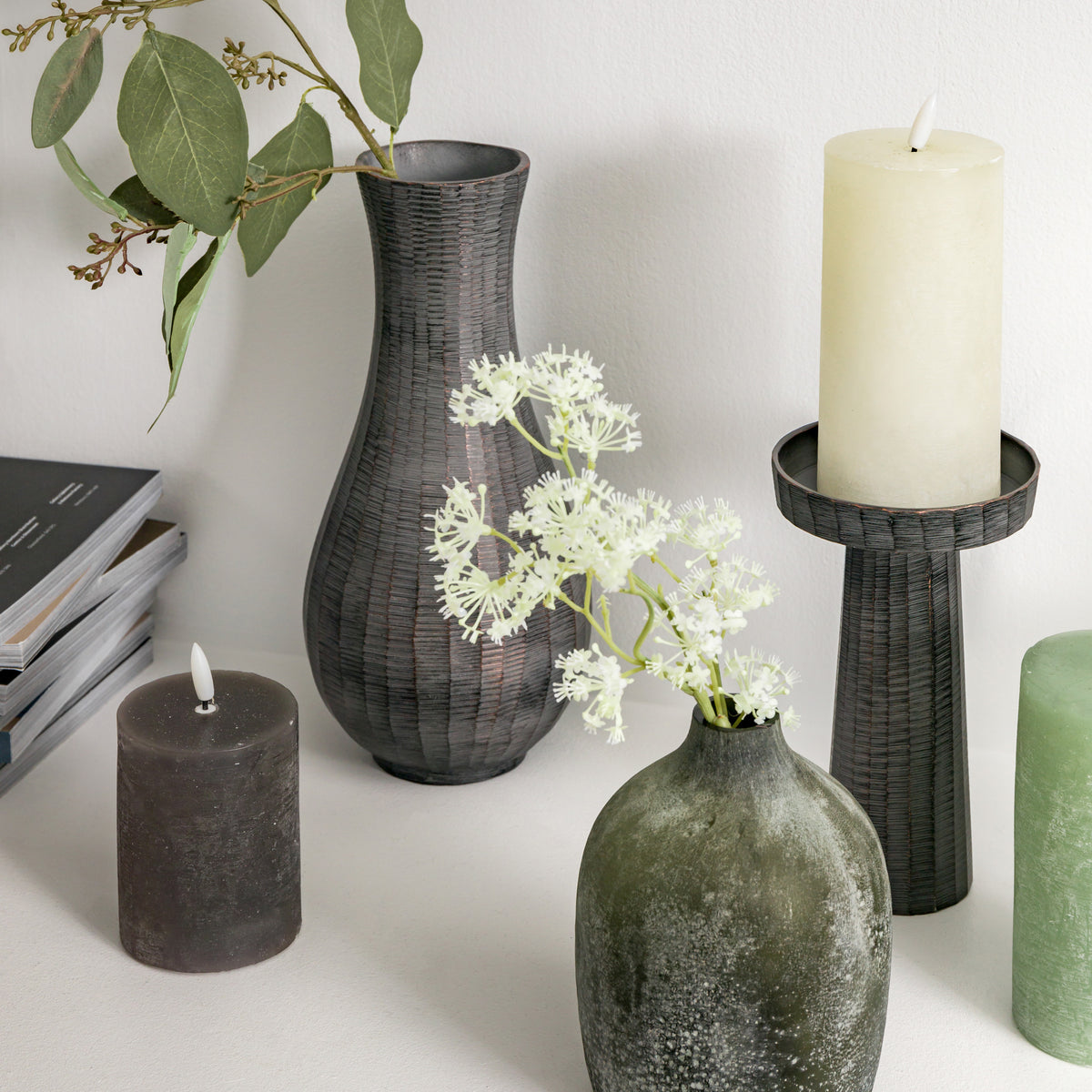 Gallery Direct Enya Candlestick Small Antique Grey - image 1