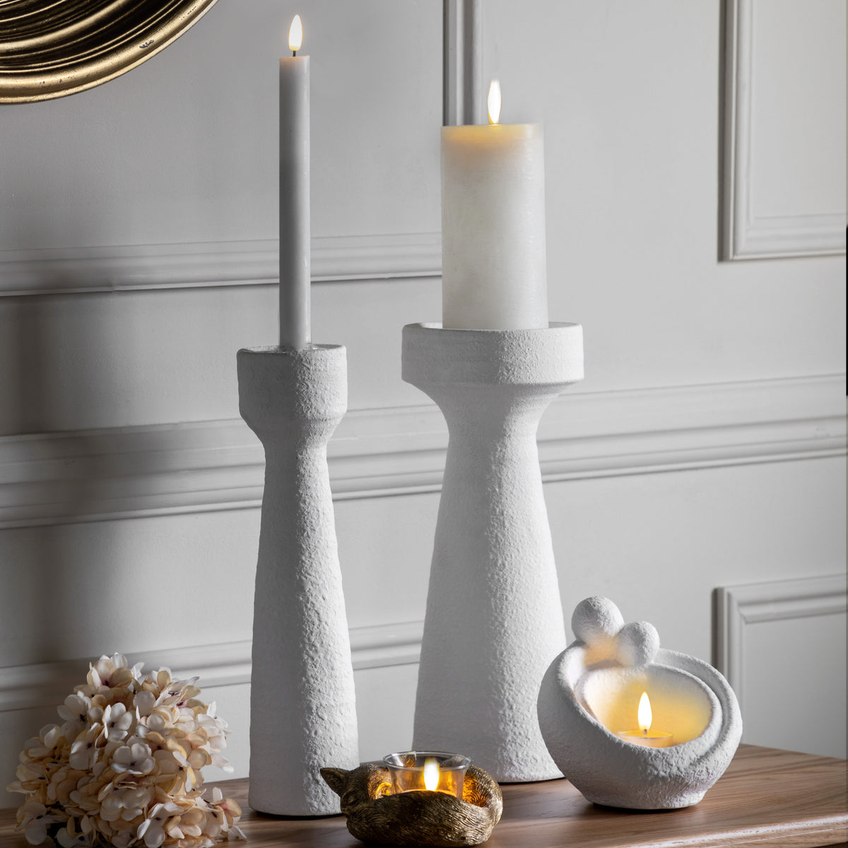 Gallery Direct Luna Candlestick Small White (S/2) - image 1