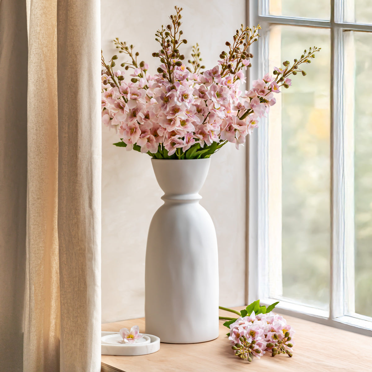 Gallery Direct Vintage Hollyhock Floral Stem Tall Pink (12pk) - image 1