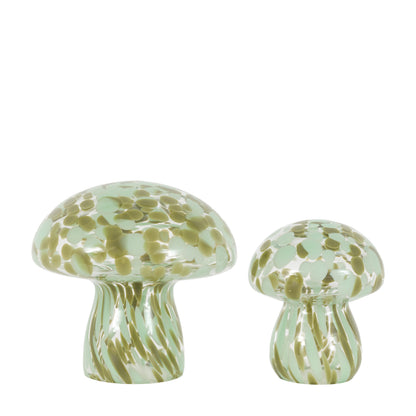 Gallery Direct Confetti Glass Mushrooms Set of 2 Forest Green - image 2