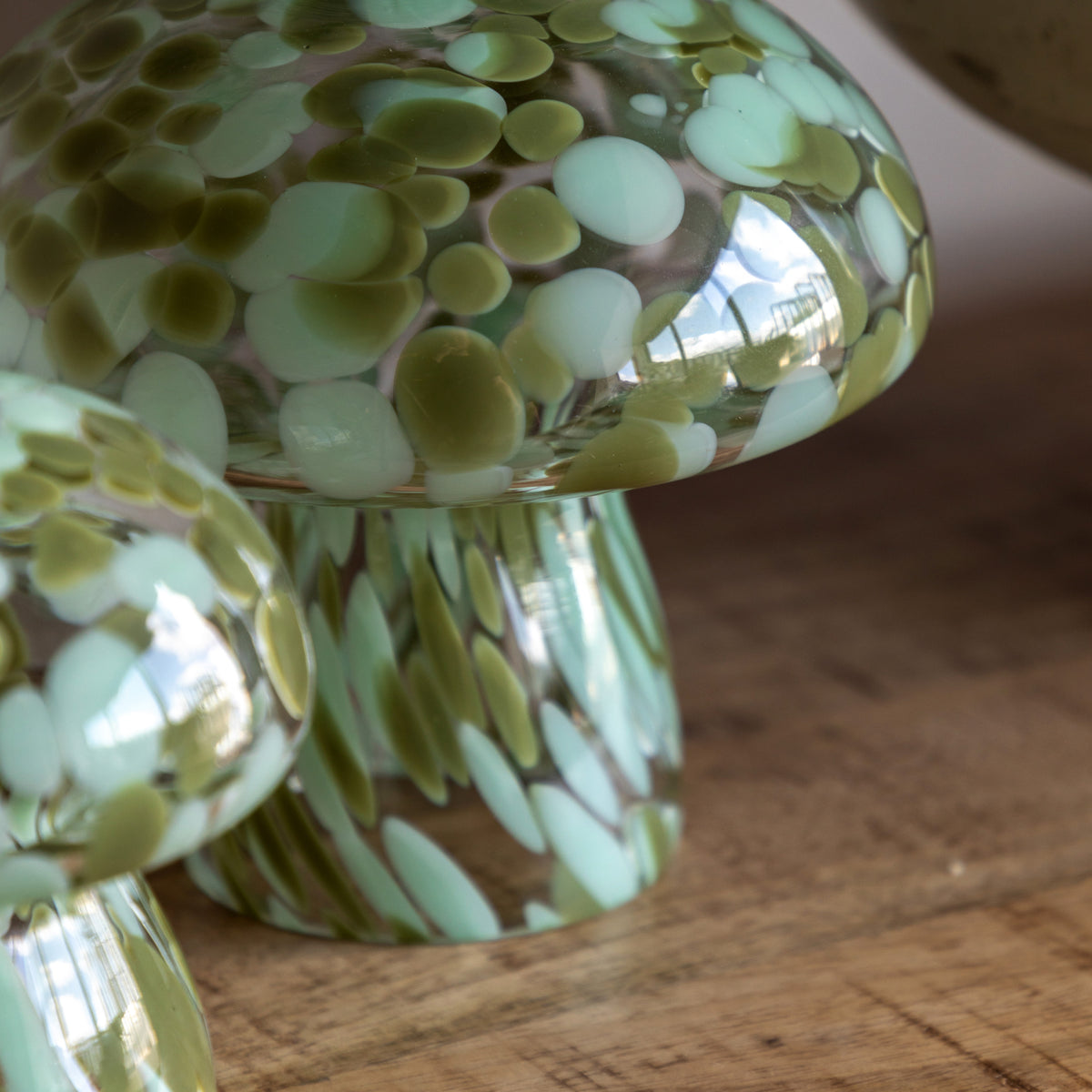 Gallery Direct Confetti Glass Mushrooms Set of 2 Forest Green - image 3