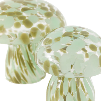 Gallery Direct Confetti Glass Mushrooms Set of 2 Forest Green - image 6