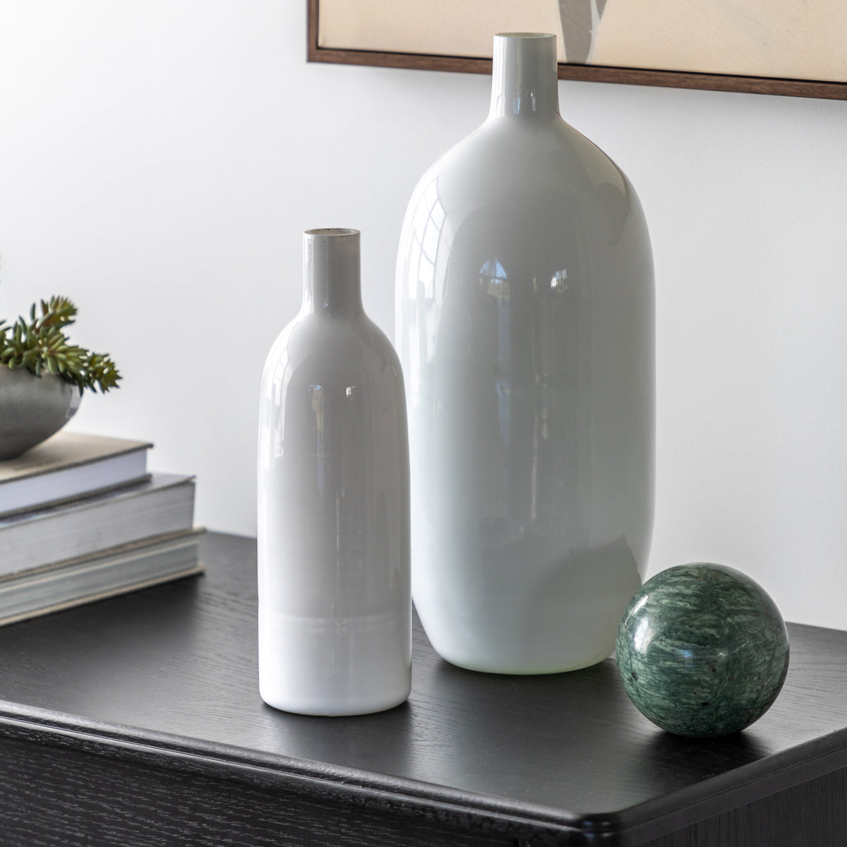 Gallery Direct Santo Glass Bottle Vase White - Small - image 1