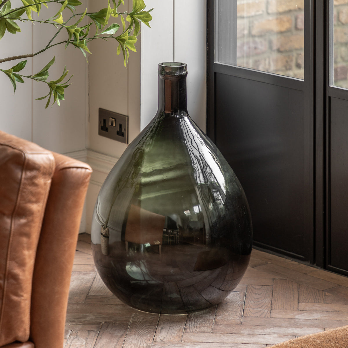 Gallery Direct Rueda Giant Glass Bottle Vase Olive - image 1