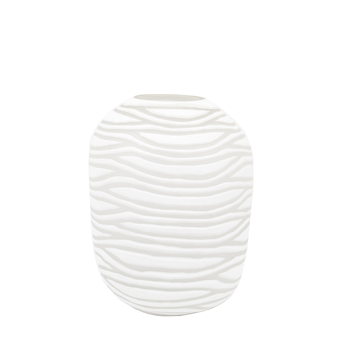 Gallery Direct Andorra Handblown Carved Glass Vase White