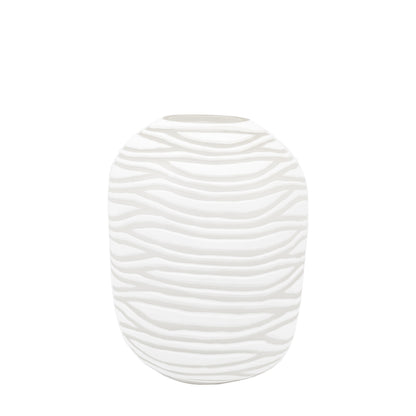 Gallery Direct Andorra Handblown Carved Glass Vase White