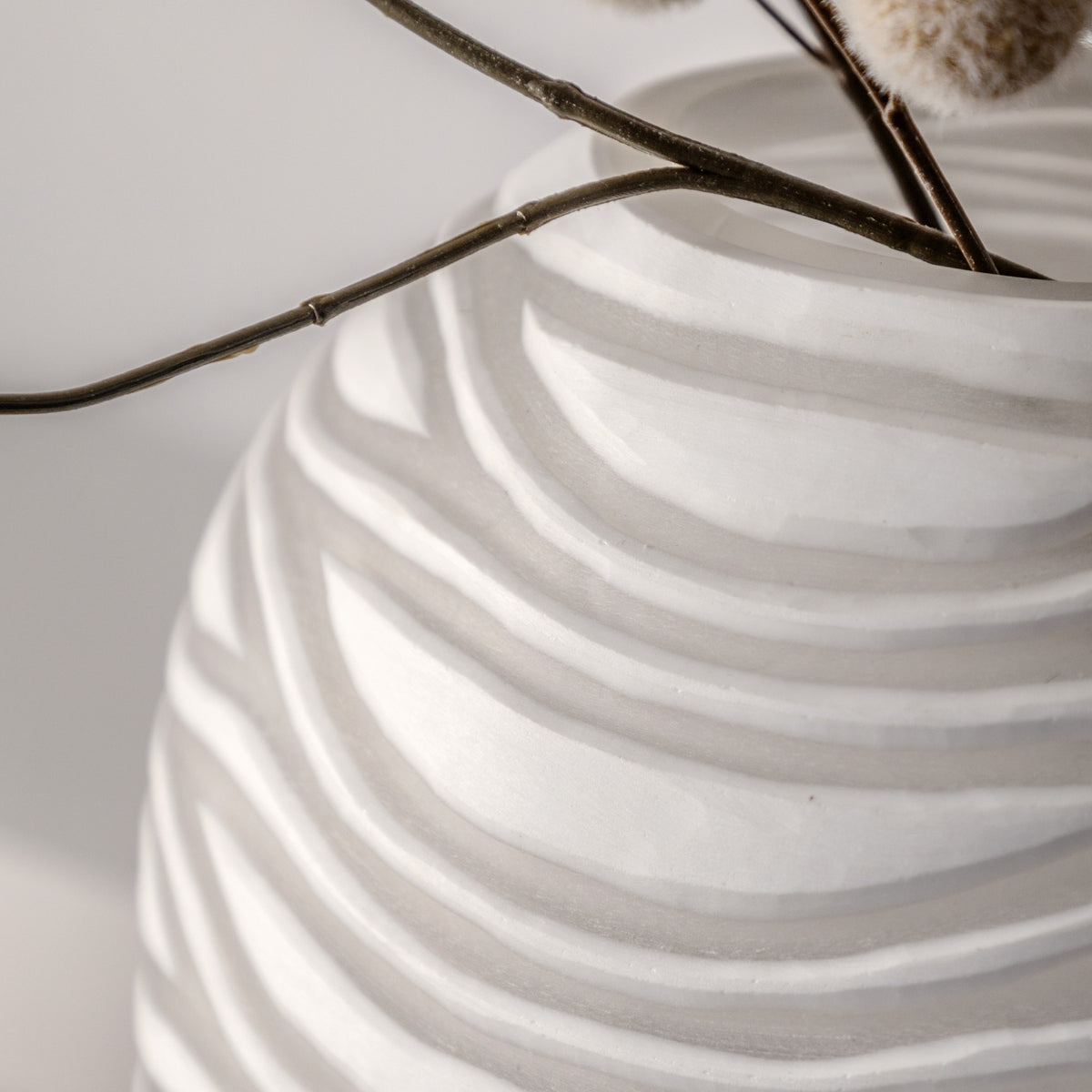 Gallery Direct Andorra Handblown Carved Glass Vase White