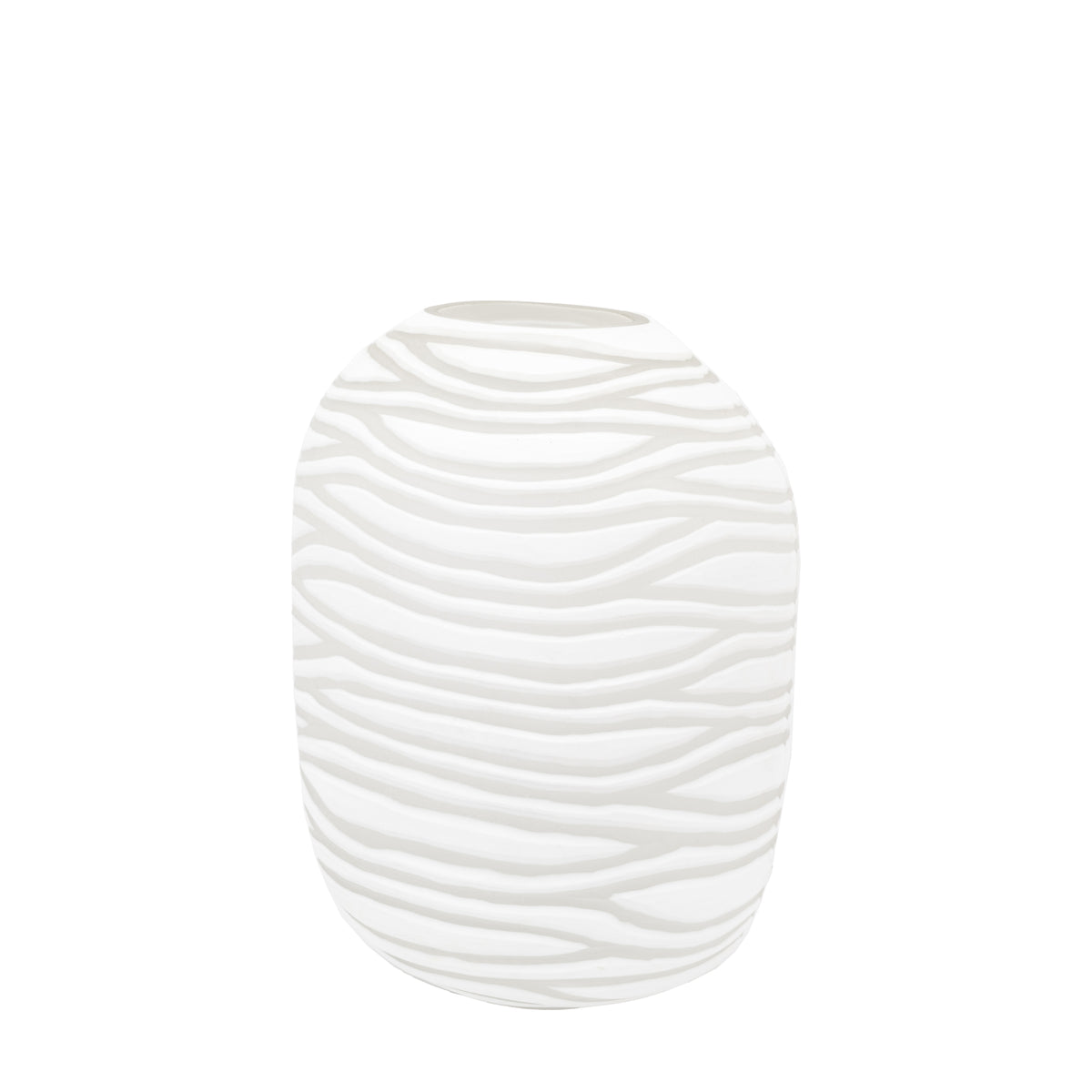 Gallery Direct Andorra Handblown Carved Glass Vase White