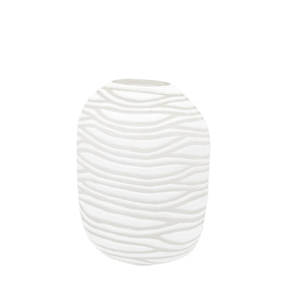 Gallery Direct Andorra Handblown Carved Glass Vase White