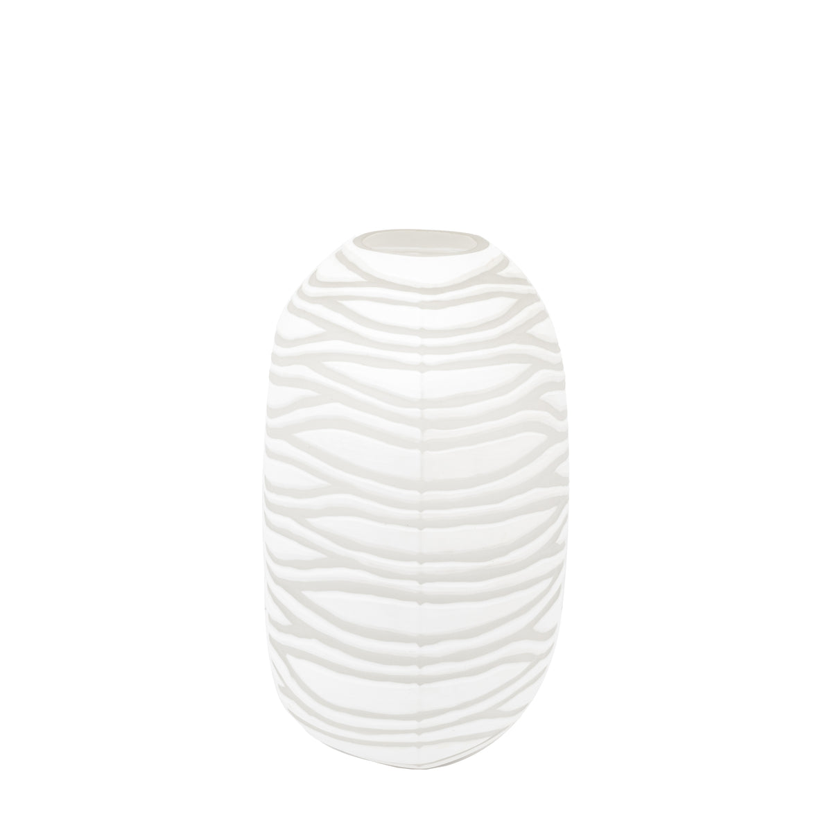 Gallery Direct Andorra Handblown Carved Glass Vase White